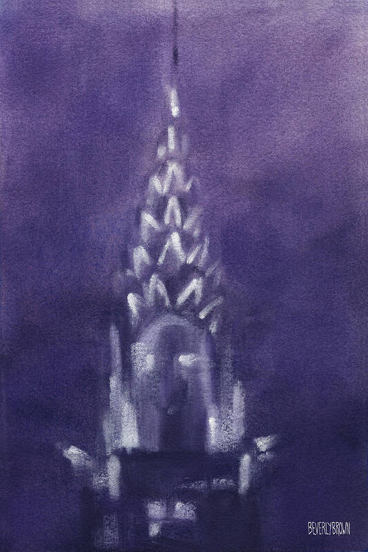 New York Poster featuring the painting Chrysler Building Violet Night Sky by Beverly Brown