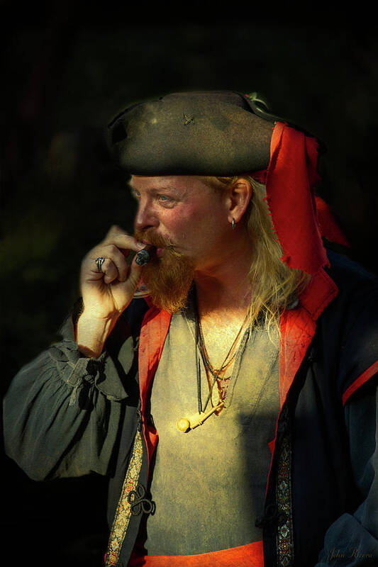 Pirate Poster featuring the photograph Cigar Smoking Pirate by John Rivera