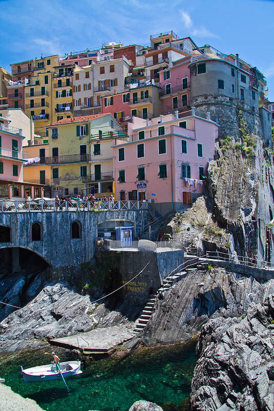 Cinque Terre Poster featuring the photograph Cinque Terre Harbor and Town by Roger Mullenhour