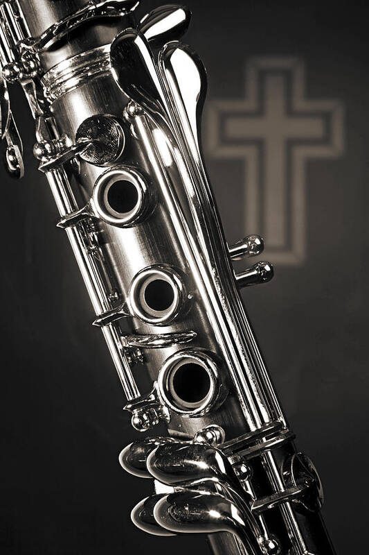 Clarinet Poster featuring the photograph Clarinet Music Instrument with a Cross 3521.01 by M K Miller