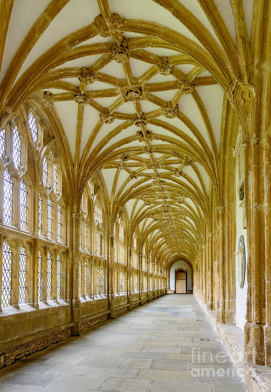 Wells Poster featuring the photograph Cloisters, Wells Cathedral by Colin Rayner