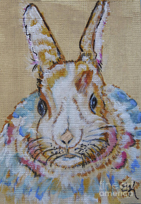 Rabbit Poster featuring the painting Colorful Bunny #755 by Ella Kaye Dickey