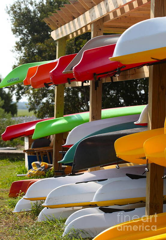 Canoes Poster featuring the photograph Colorful Canoes by Nadine Rippelmeyer