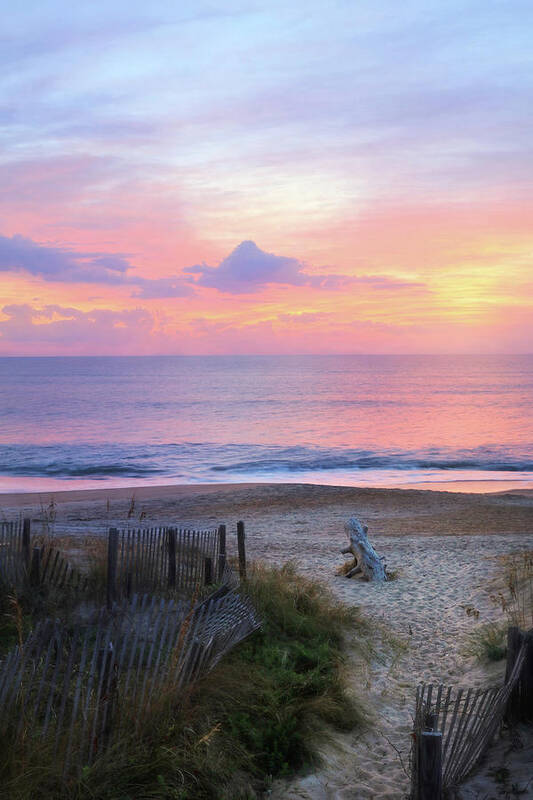 Beach Poster featuring the photograph Colorful Coastal Sunrise by Lori Deiter