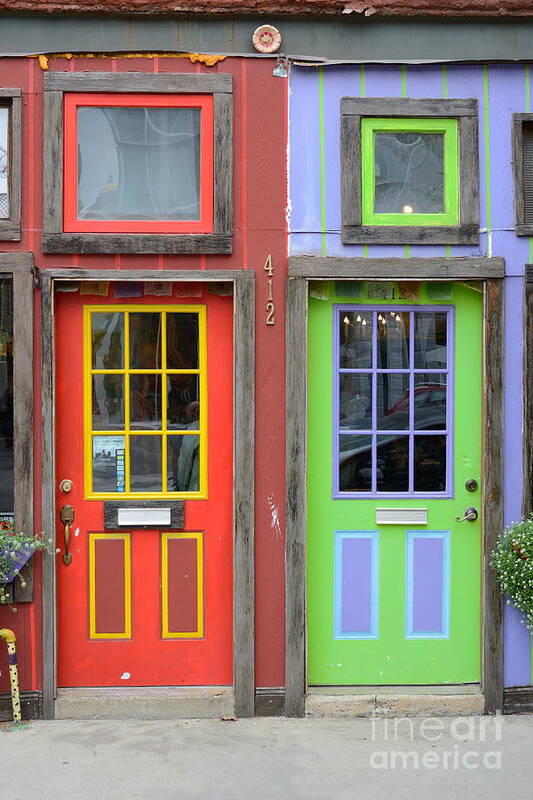 Door Doors Color Colors Colorful Red Green Poster featuring the photograph Colorful Door Pair 2020 by Ken DePue