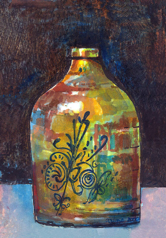 Jug Poster featuring the painting Colorful Jug by Arline Wagner