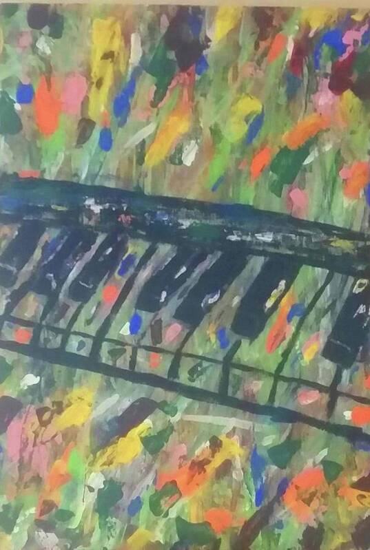 Piano Poster featuring the mixed media Colorful Keys by Janine McDonald