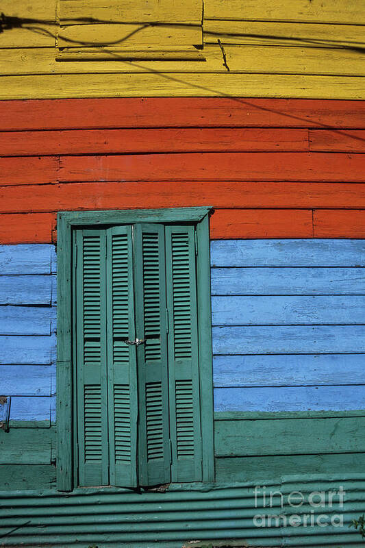 Buenos Aires Poster featuring the photograph Colourful shutters La Boca Buenos Aires by James Brunker