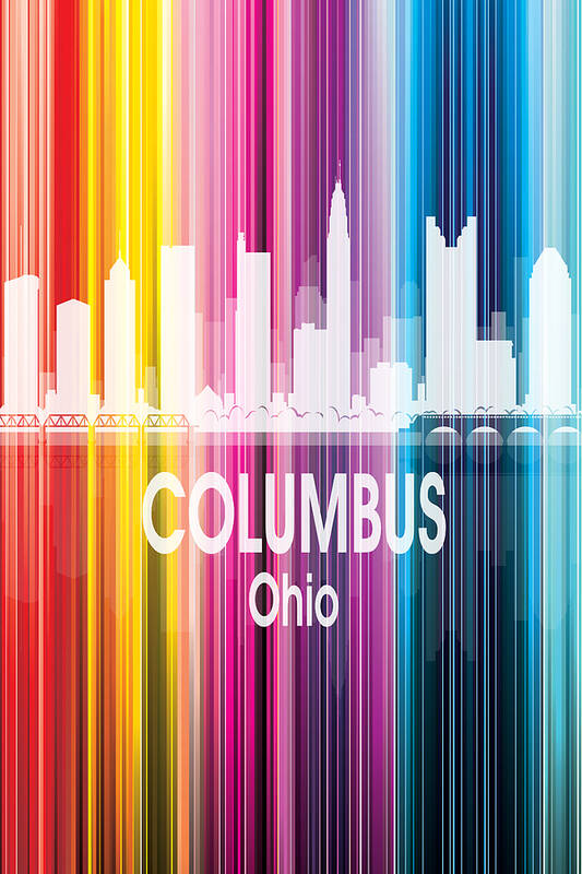Columbus Poster featuring the digital art Columbus OH 2 Vertical by Angelina Tamez