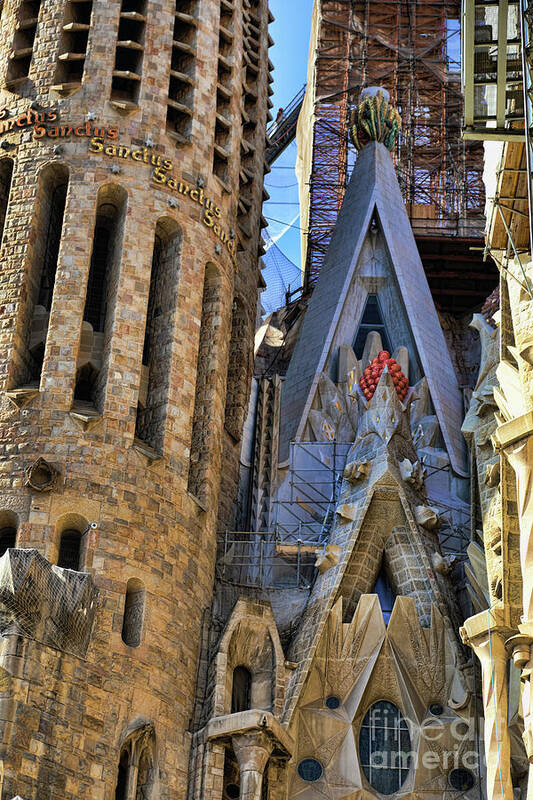 Antoni Gaudi Poster featuring the photograph Contstruction Continues La Sagrada Families Spain by Chuck Kuhn