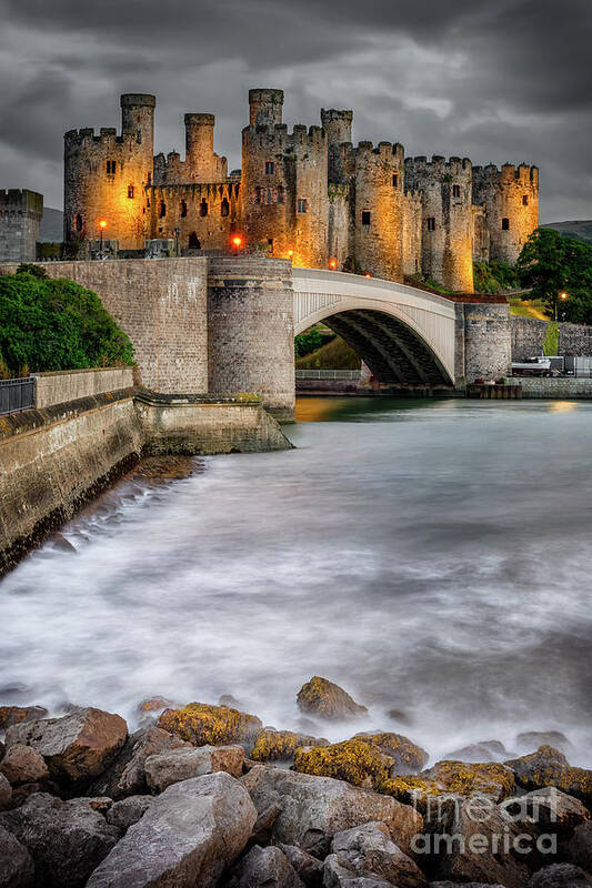 Conwy Castle Poster featuring the photograph Conwy Castle At Night by Adrian Evans