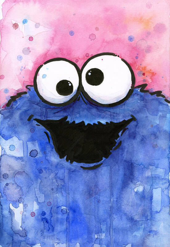 Cookie Poster featuring the painting Cookie Monster by Olga Shvartsur