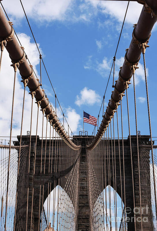 Manhattan Poster featuring the photograph Crossing The Brooklyn Bridge by Judy Wolinsky
