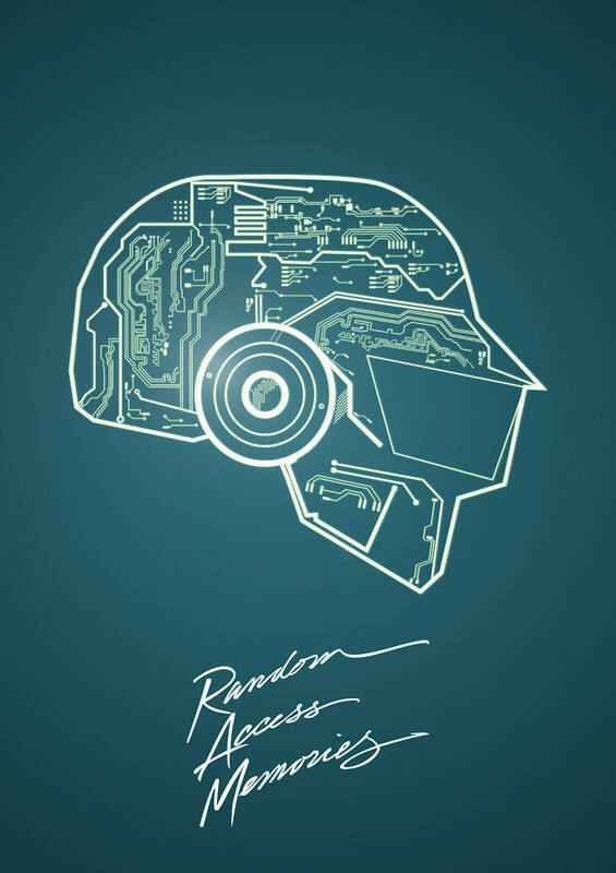 Music Poster Poster featuring the digital art Daft punk Thomas Poster random access memories digital illustration print by IamLoudness Studio