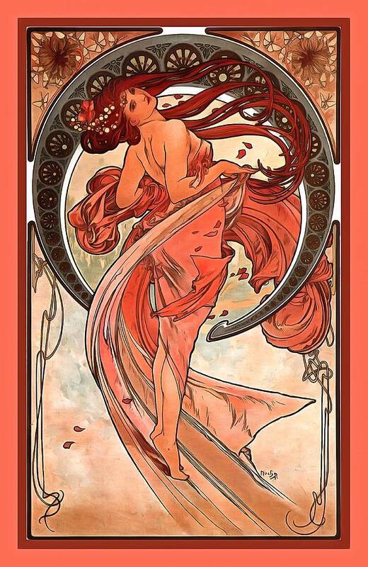 Alphonse Maria Mucha Poster featuring the digital art Dance by Alphonse Maria Mucha