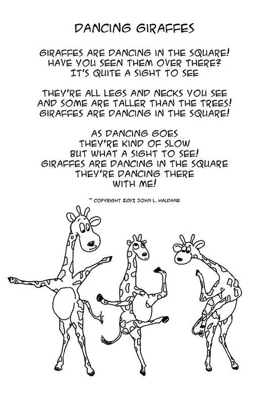 Giraffe Poster featuring the drawing Dancing Giraffes by John Haldane