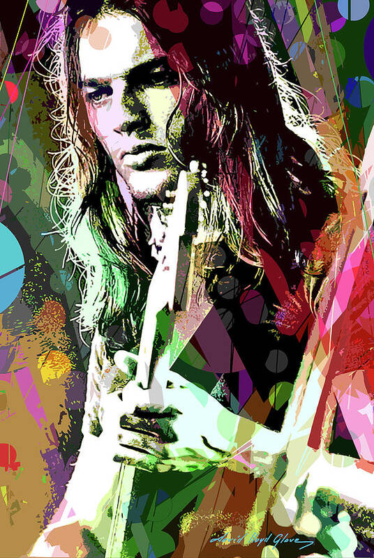 David Gilmour Poster featuring the painting Dave Gilmour Dark Side by David Lloyd Glover