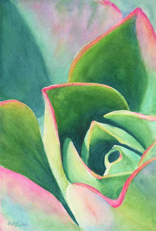 Succulent Poster featuring the painting Dazzling Like a Jewel by Sandy Fisher