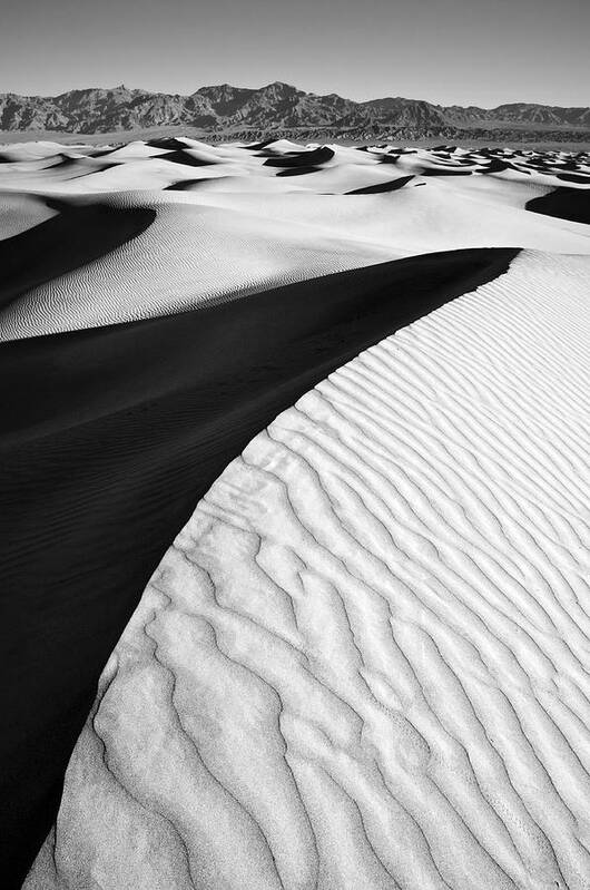 Black Poster featuring the photograph Death Valley Sand Dunes by Mike Irwin