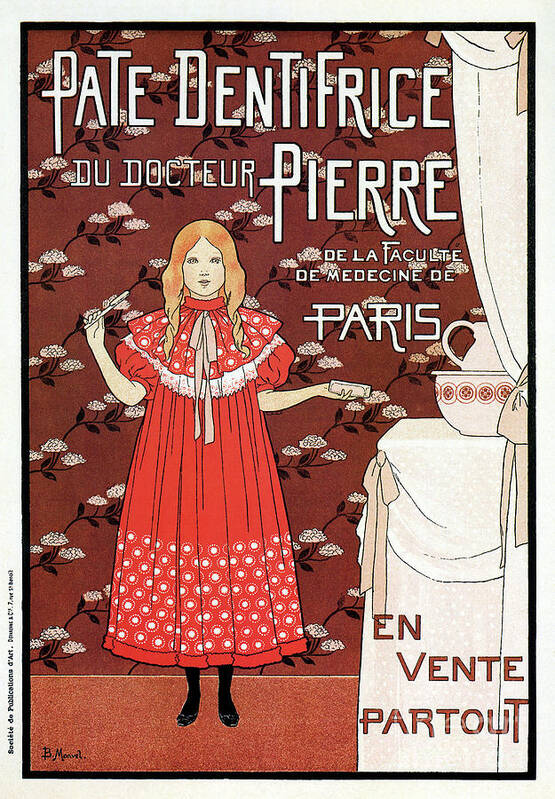 Vintage Poster featuring the drawing Dentifrice toothpaste ad 1896 by Heidi De Leeuw