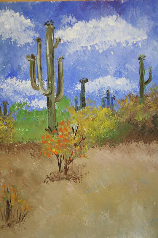 Cactus Poster featuring the pastel Desert Cactus by Melissa Wiater Chaney