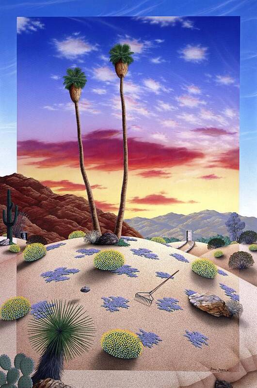 Desert Poster featuring the painting Desert Sunrise by Snake Jagger