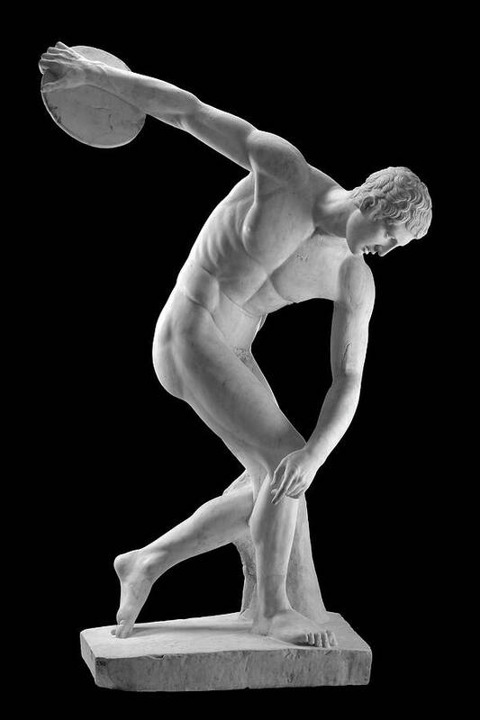 Discobolus Poster featuring the photograph Discobolus of Myron Discus Thrower Statue by Kathy Anselmo