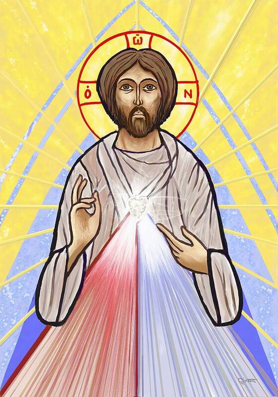 Jesus Poster featuring the painting Divine Mercy Icon Style by David Luebbert