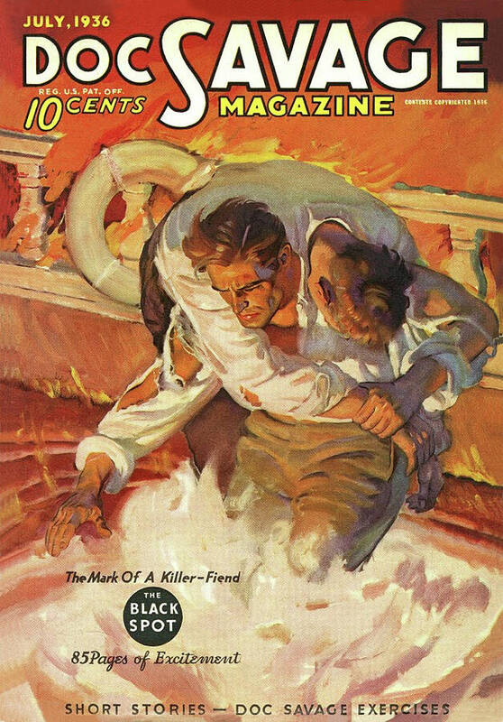 Comic Poster featuring the drawing Doc Savage The Black Spot by Conde Nast