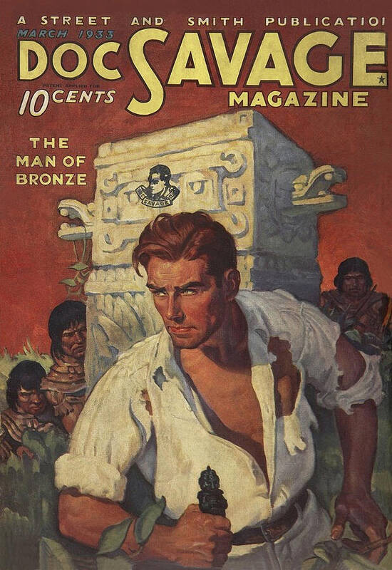 Comic Poster featuring the drawing Doc Savage The Man of Bronze by Conde Nast