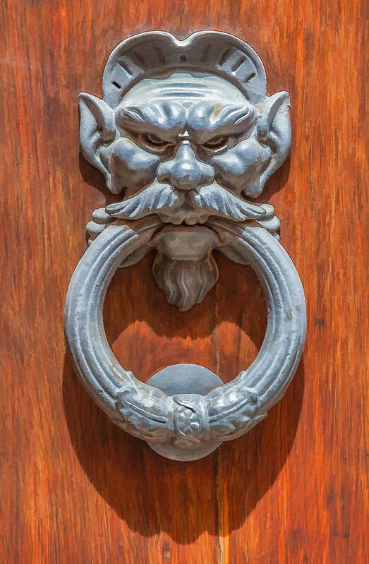 666 Poster featuring the painting Door Knocker of Tuscany by David Letts