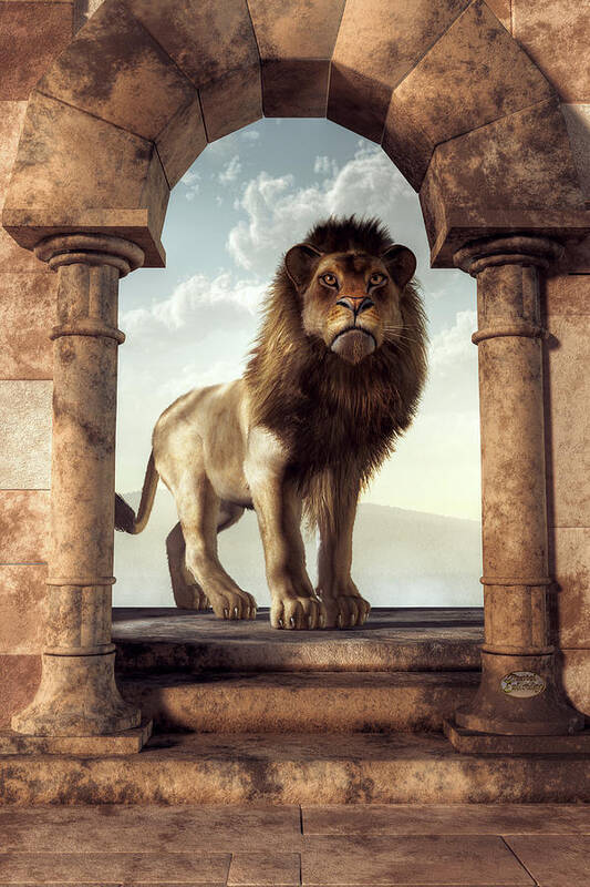  Poster featuring the digital art Door to the Lion's Kingdom by Daniel Eskridge
