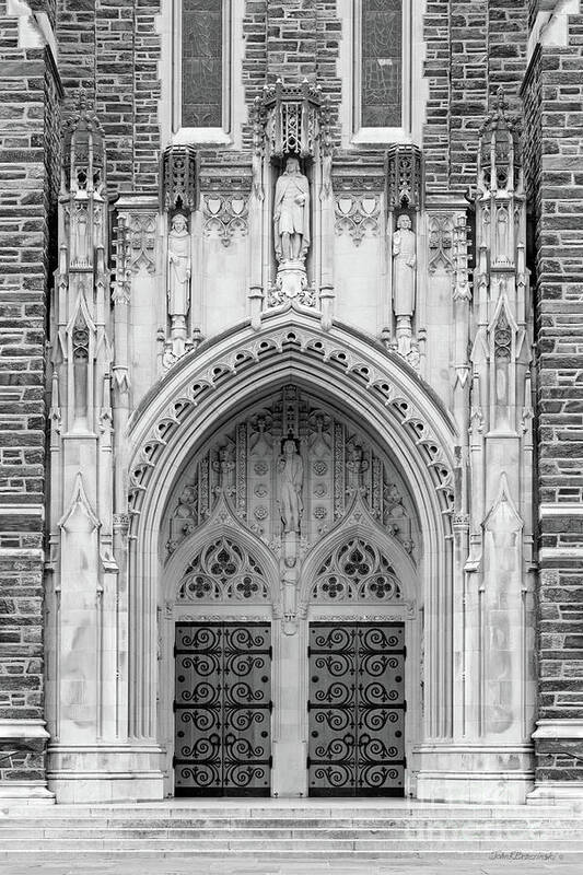 Duke University Poster featuring the photograph Duke University Chapel Doors by University Icons