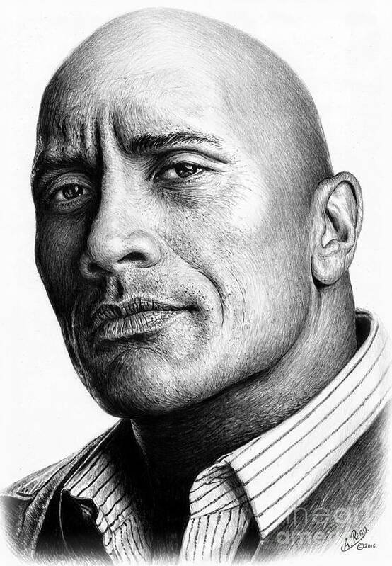 Dwayne Johnson Poster featuring the drawing Dwayne the rock Johnson by Andrew Read