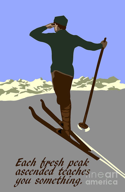 Ski Poster featuring the drawing Each fresh mountain peak by Heidi De Leeuw