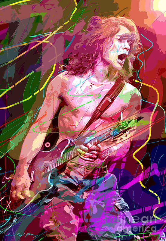 Eddie Van Halen Poster featuring the painting Eddie Van Halen Jump by David Lloyd Glover