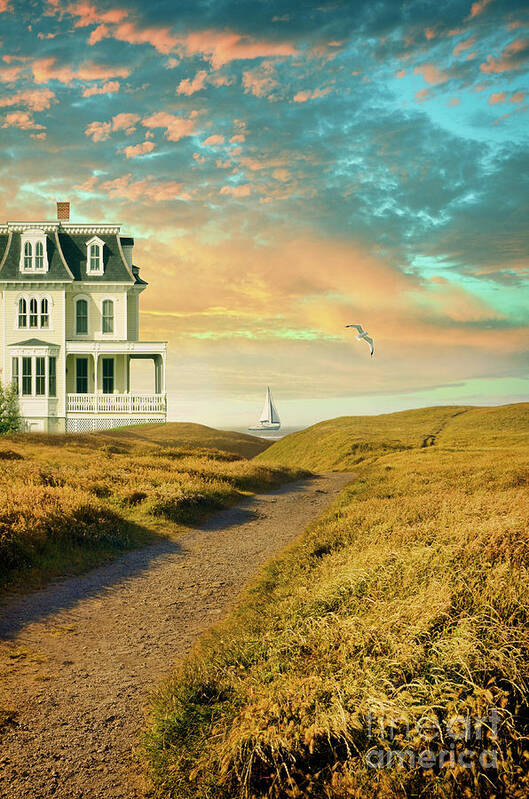 House Poster featuring the photograph Elegant House by the Sea by Jill Battaglia