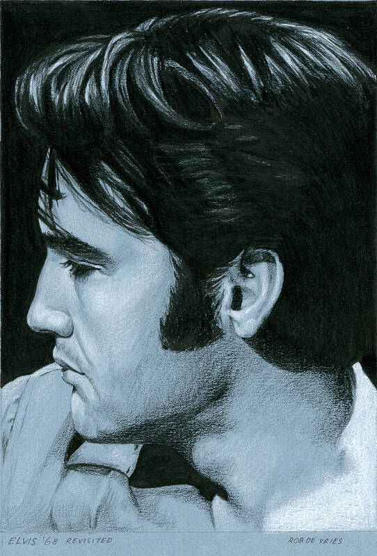 Elvis Poster featuring the drawing Elvis 68 revisited by Rob De Vries