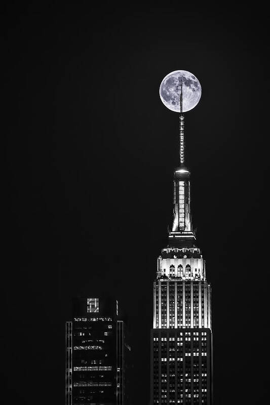 America Poster featuring the photograph Empire State of Moon by Eduard Moldoveanu