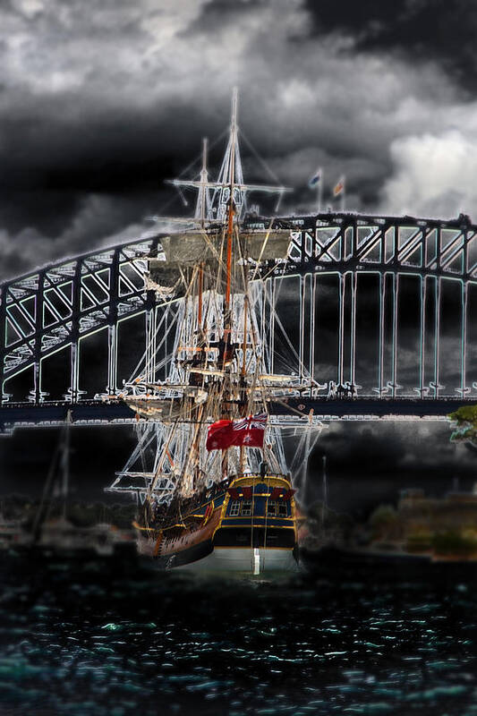 Hmb Endeavour Poster featuring the photograph Endeavour The Ghost Ship Of Sydney Harbour by Miroslava Jurcik