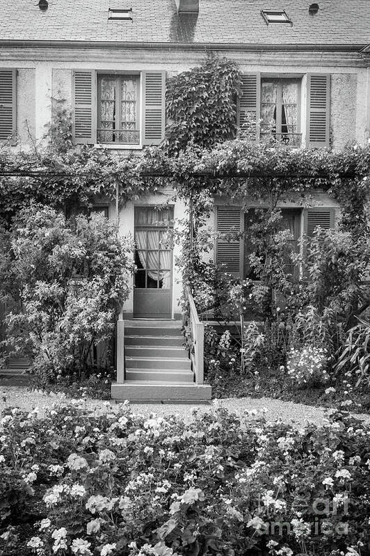 Black And White Poster featuring the photograph Entrance To Claude Monet's Home, Giverny, Blk Wht 2 by Liesl Walsh