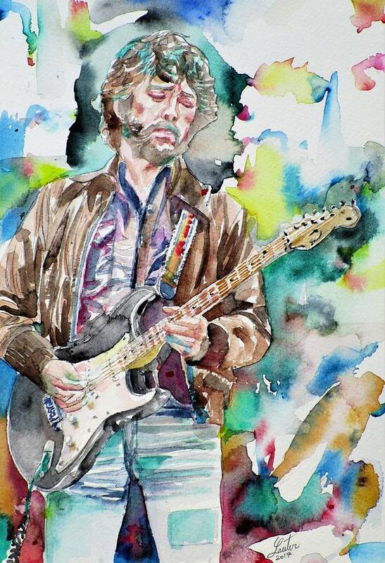 Eric Clapton Poster featuring the painting ERIC CLAPTON - watercolor portrait.2 by Fabrizio Cassetta