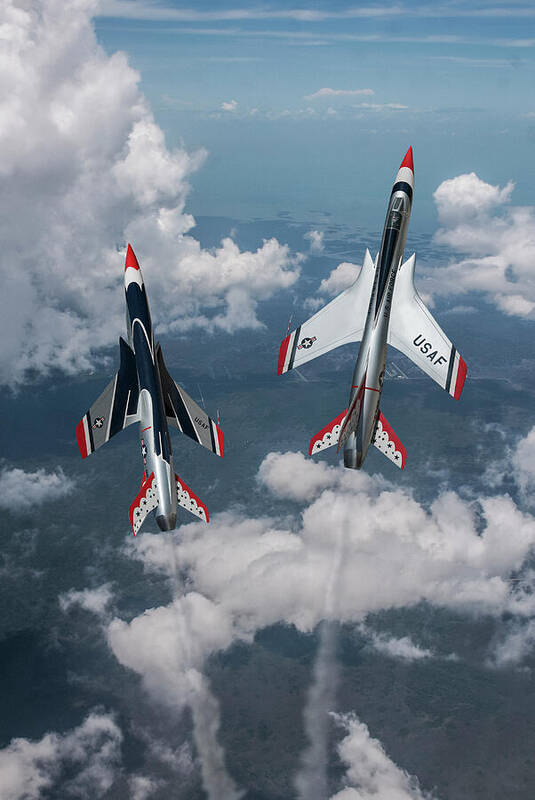 U.s. Air Force Thunderbirds Aerial Demonstration Team Poster featuring the digital art F-105 Thunderchief Thunderbirds by Erik Simonsen