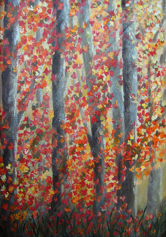 Trees Poster featuring the painting Fall Leaves by Donna Blackhall