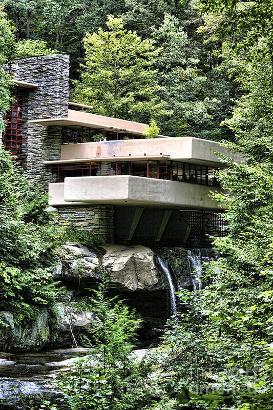 Frank Lloyd Wright Poster featuring the photograph Falling Water Frank Lloyd Wright by Chuck Kuhn