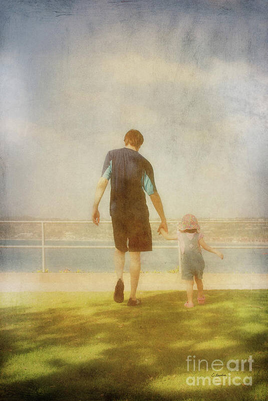 Father And Daughter Holding Hands Poster featuring the photograph Father and Daughter holding hands by Claudia Ellis by Claudia Ellis