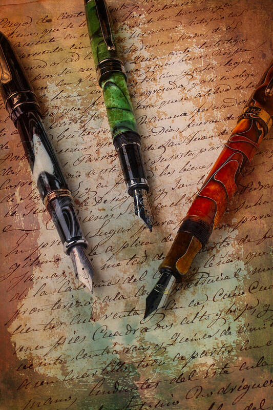 Fountain Poster featuring the photograph Fine Fountain Pens by Garry Gay