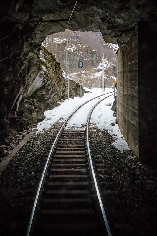Snow Poster featuring the photograph Flamsbana Railway Tunnel by Adam Rainoff