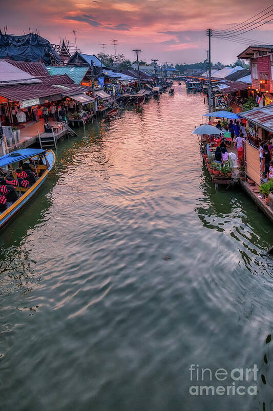 Amphawa Poster featuring the photograph Floating Market Sunset by Adrian Evans