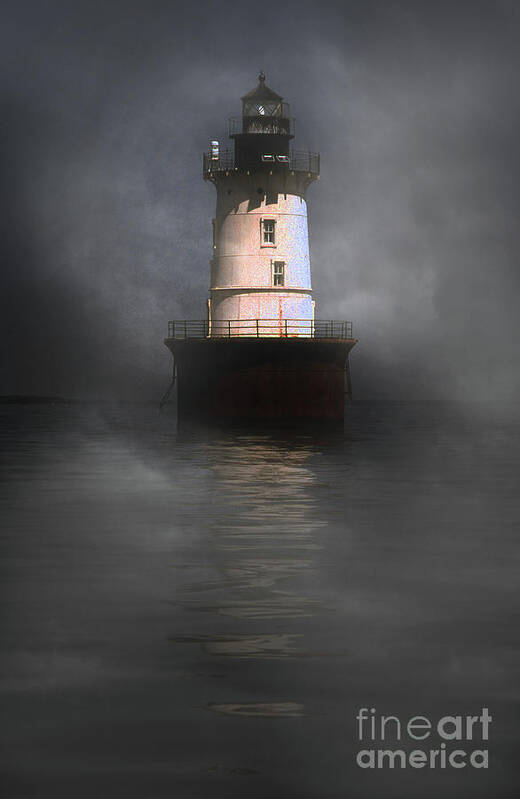 Lighthouses Poster featuring the photograph Fog On Hooper Island by Skip Willits
